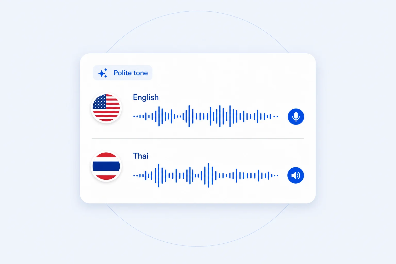 Tolk translating live speech between English and Thai